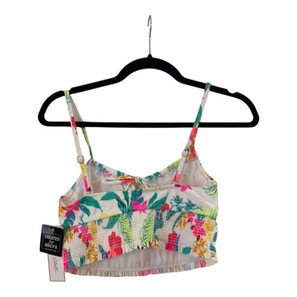 SALT + COVE Juniors Retro Hibiscus Smocked Cami Bikini Top Multicolor Small - Picture 4 of 9